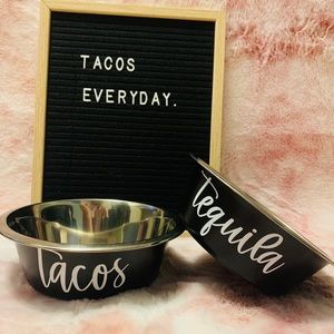 Adorable Tacos and tequila pet bowls! Perfect pair